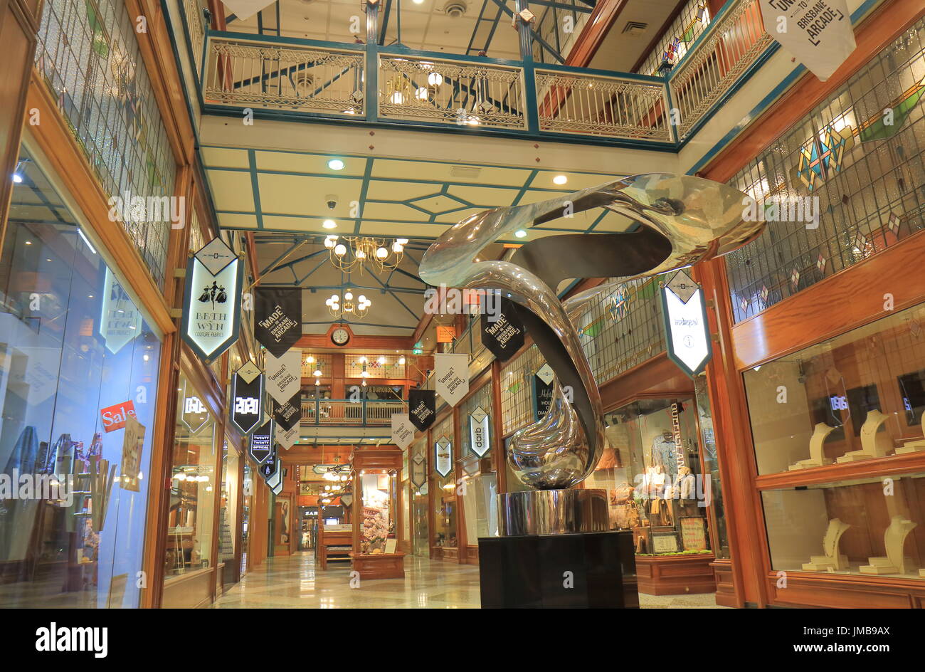 Historical Brisbane arcade shopping street in downtown Brisbane