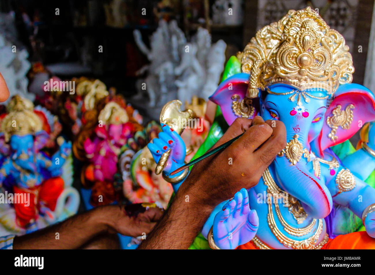 Sculpting God Ganesh Stock Photo