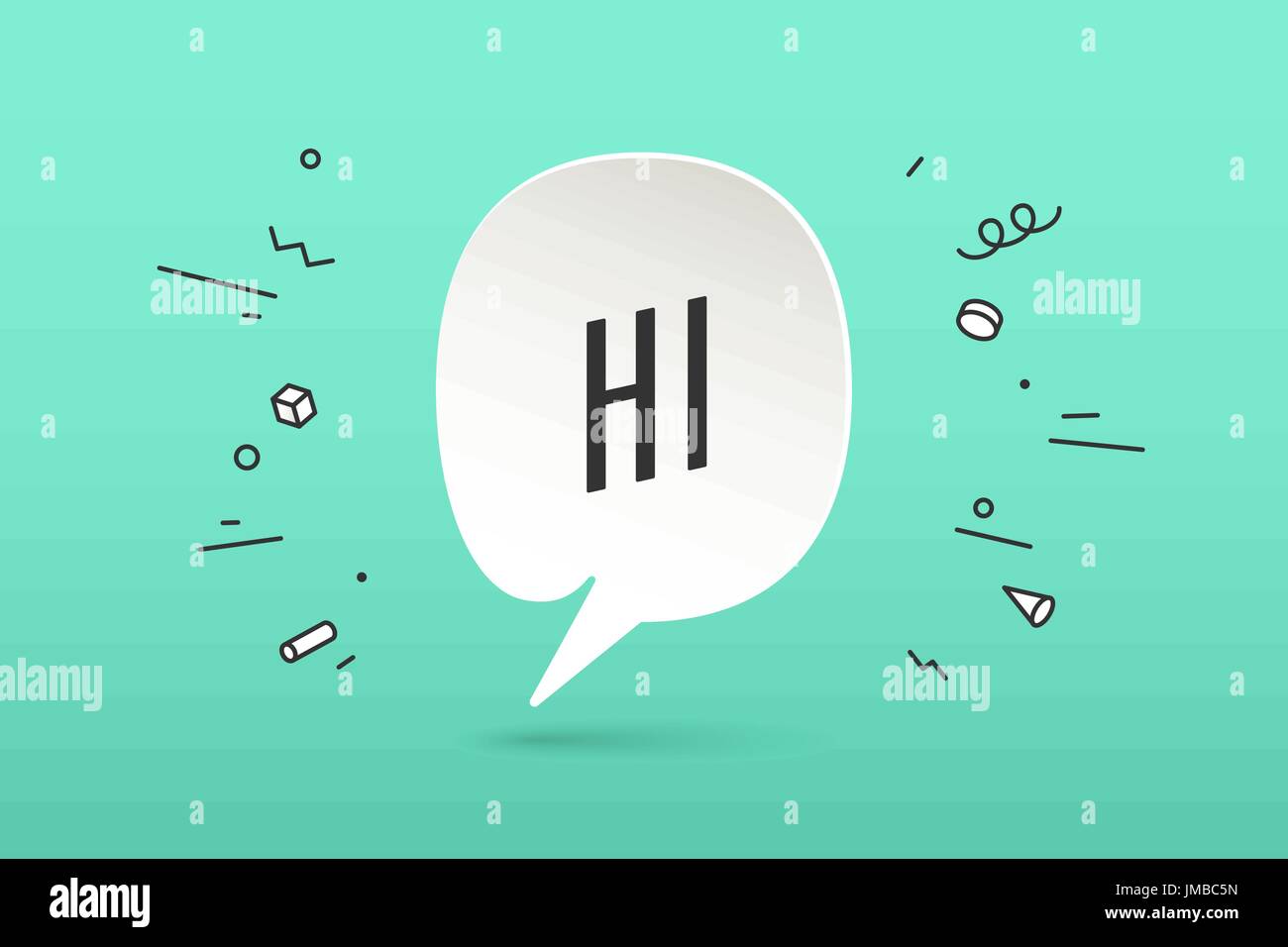 Icon of white paper cloud talk with text Hi Stock Vector Image & Art ...