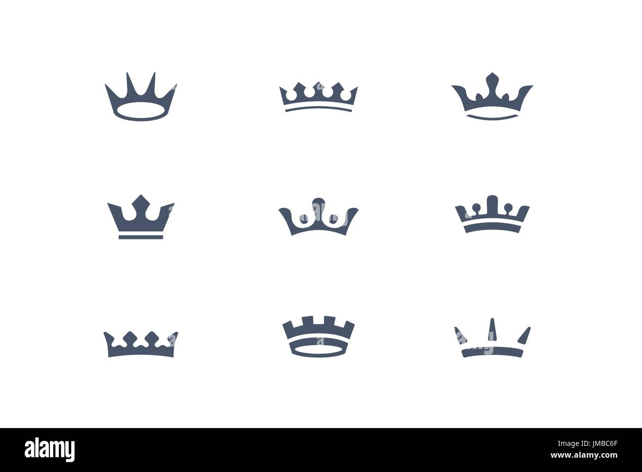 Set of royal crowns, icons and logos Stock Vector