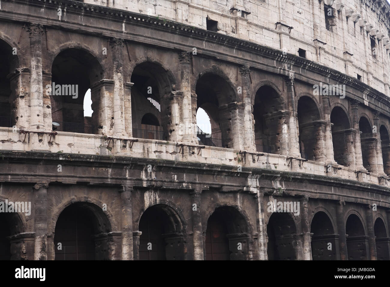 Extreme closeup of famous Coliseum in Rome, Italy. Good background ...