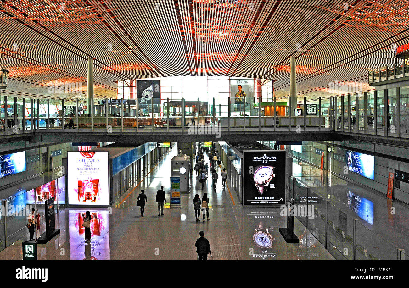 departures hall terminal 3 Beijing international airport China Stock Photo