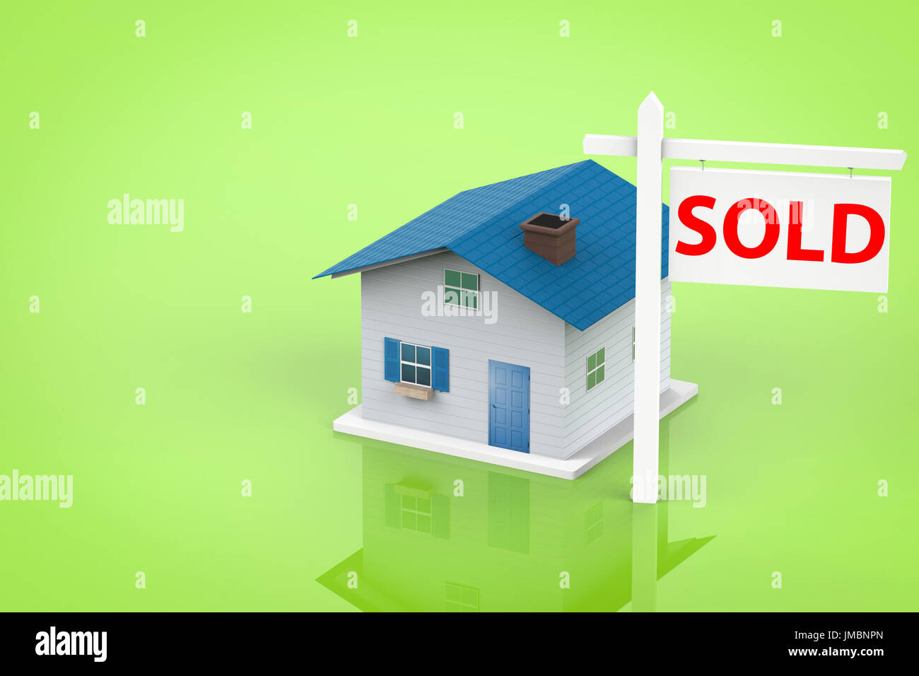 sold house sign with mock up house Stock Photo Alamy