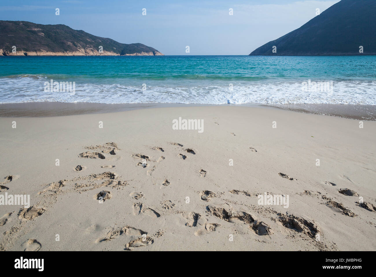HONG KONG - JANUARY 10, 2015: Beautiful beach in Sai Kung, Hong Kong, China Stock Photo