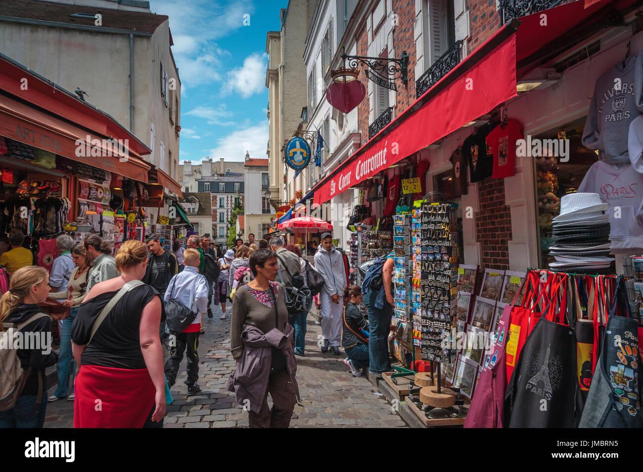 Busy market at Montmartre, Paris, France Stock Photo Alamy