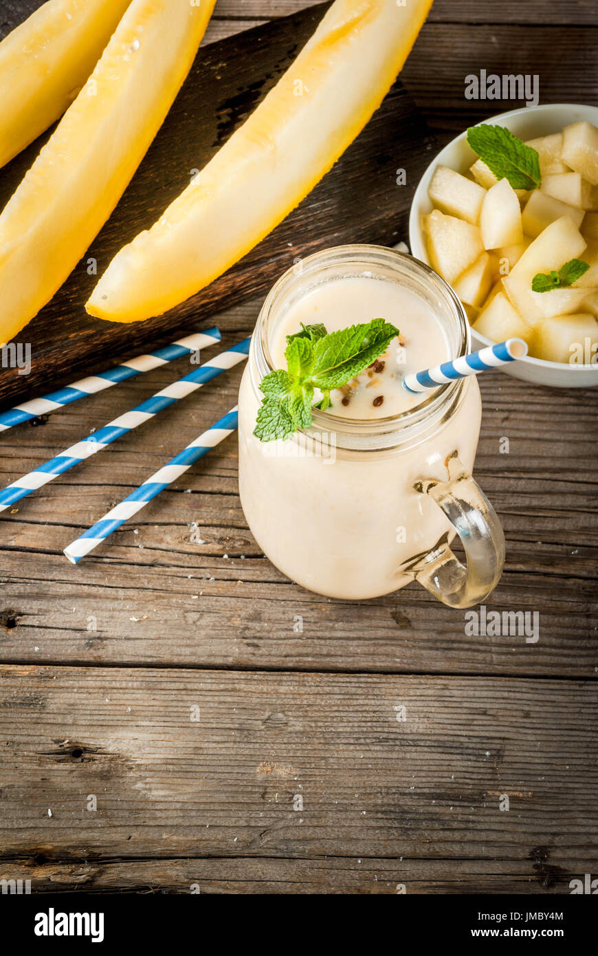 Summer fruits, refreshing drinks. Vegan food. Breakfast. Smoothie of