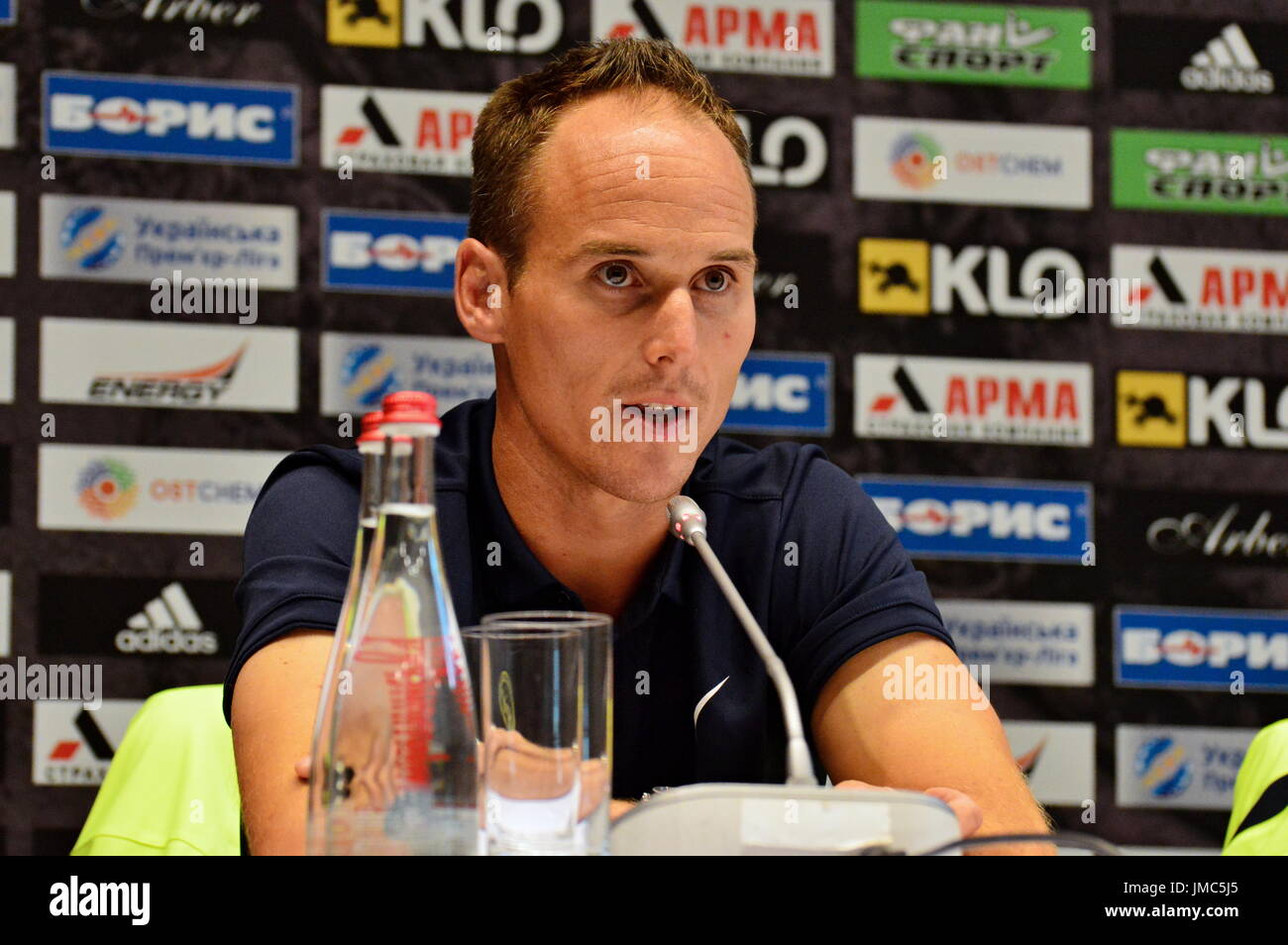 Kiev, Ukraine. 25th July, 2017. BSC Young Boys player Steve von Bergen at the press conference before the UEFA Champions League match between Dynamo Kiev vs BSC Young Boys (Swiss) Credit: Alexandr Gusev/Pacific Press/Alamy Live News Stock Photo