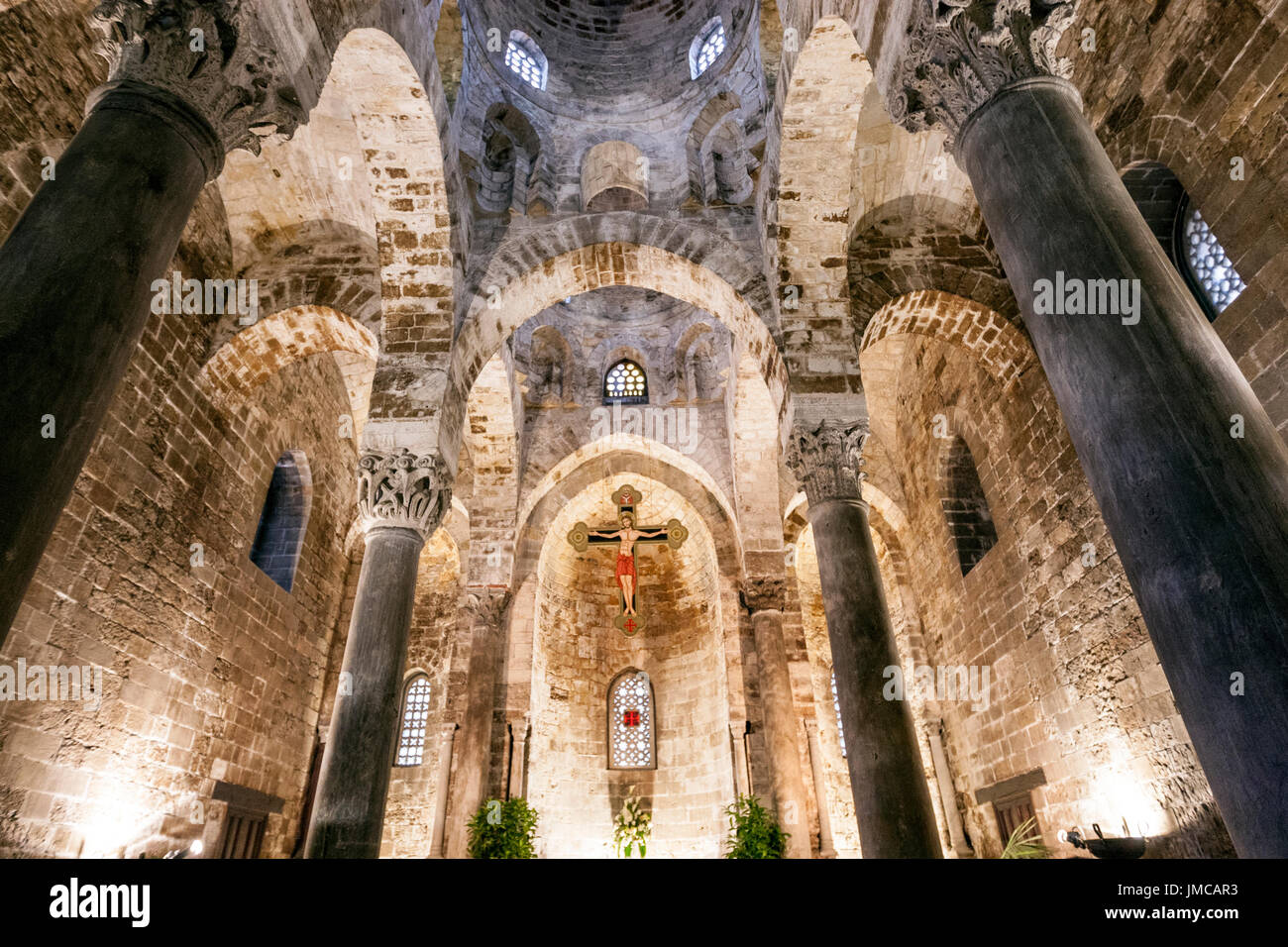 Interior of the Church of San Cataldo, Arab-Norman architecture in ...