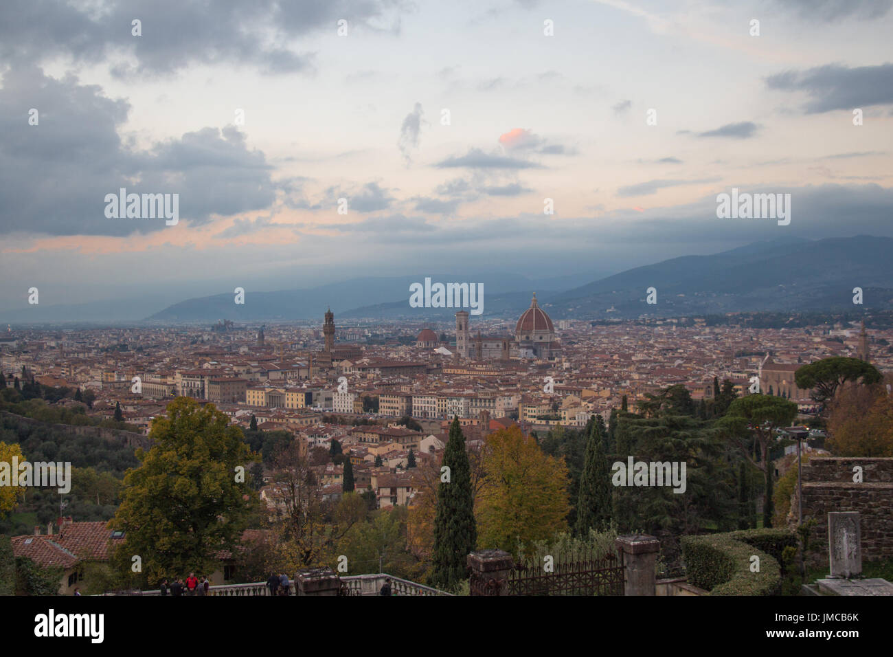 The view of Florence at sunset from Basilica San Miniato al Monte ...