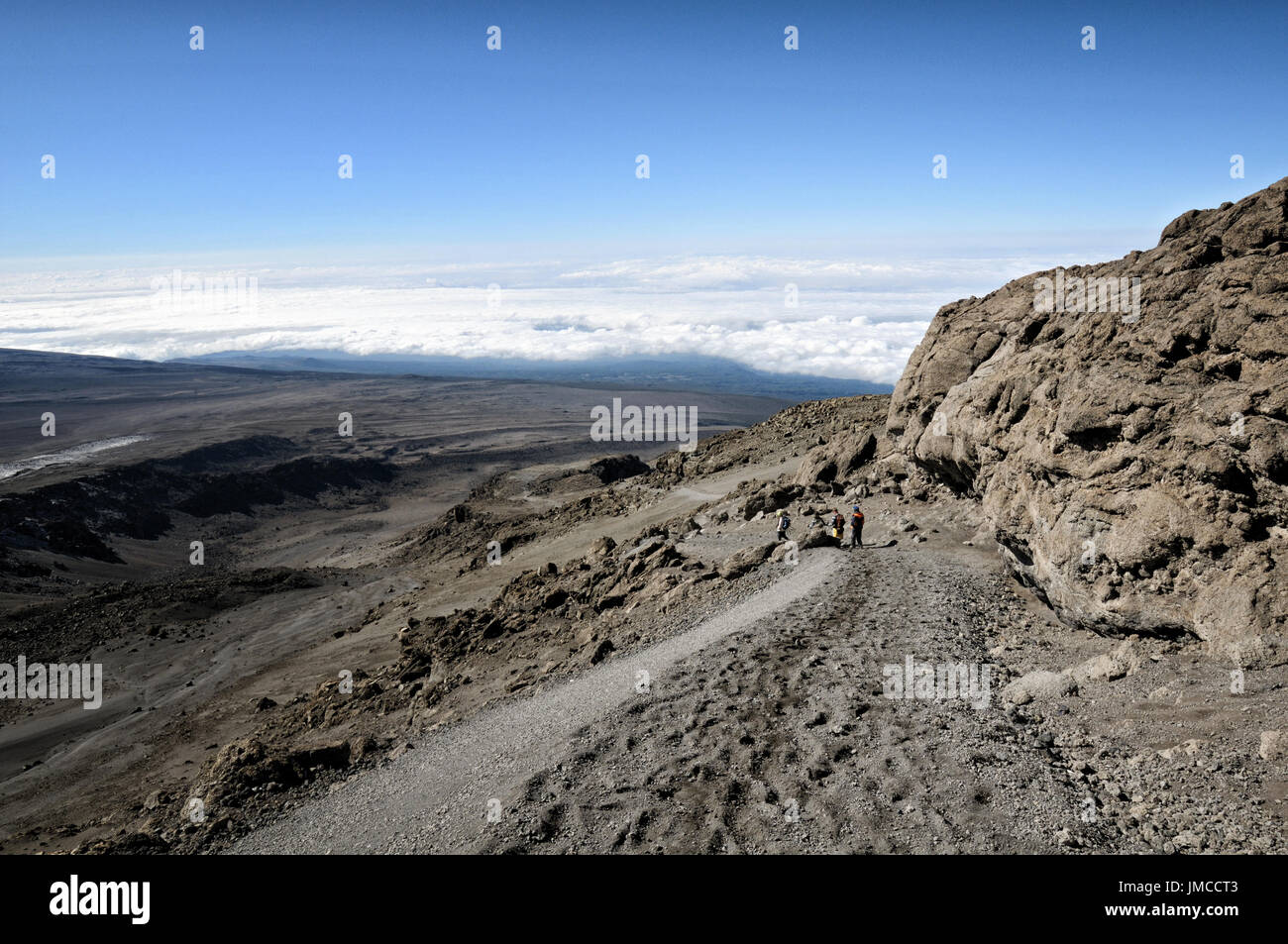 Descent route from Uhuru Peak to Barafu Camp, Kilimanjaro National Park, Tanzania Stock Photo