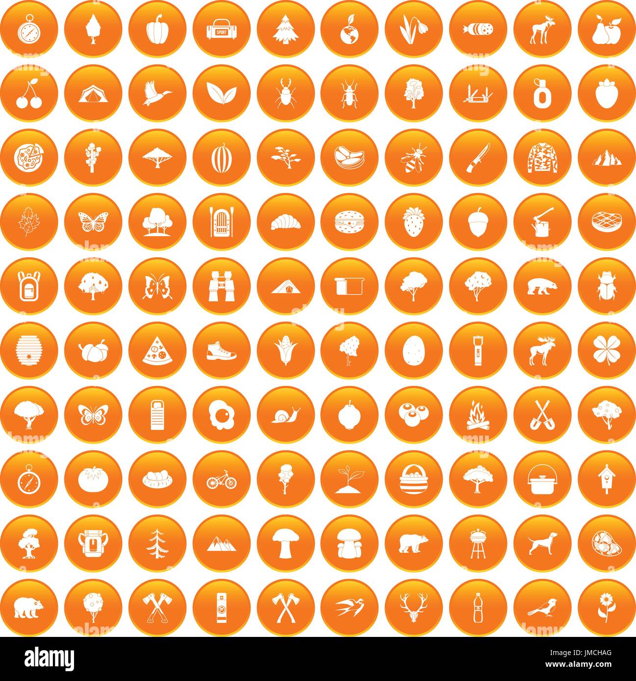 100 camping and nature icons set orange Stock Vector Image & Art - Alamy