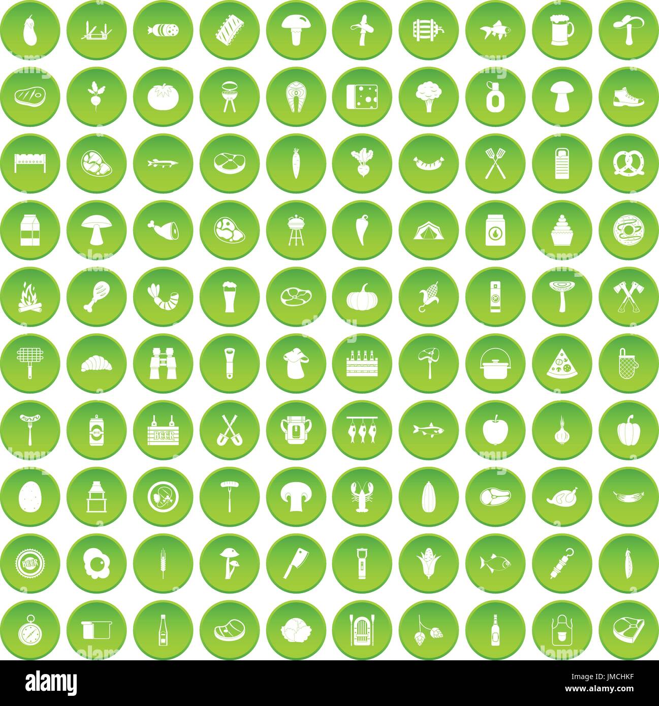 100 barbecue icons set green Stock Vector Image & Art - Alamy