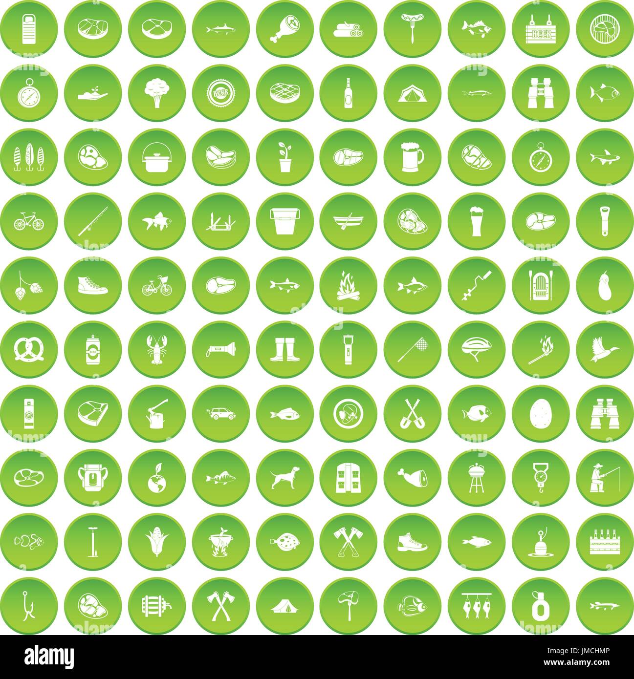 100 BBQ icons set green Stock Vector Image & Art - Alamy