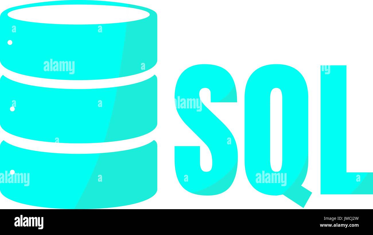 SQL Database Icon Logo Design UI or UX App. Blue inscription with ...