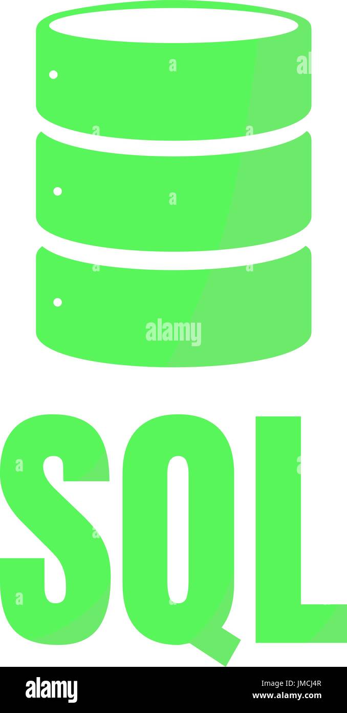 SQL Database Icon Logo Design UI or UX App. Green inscription with ...