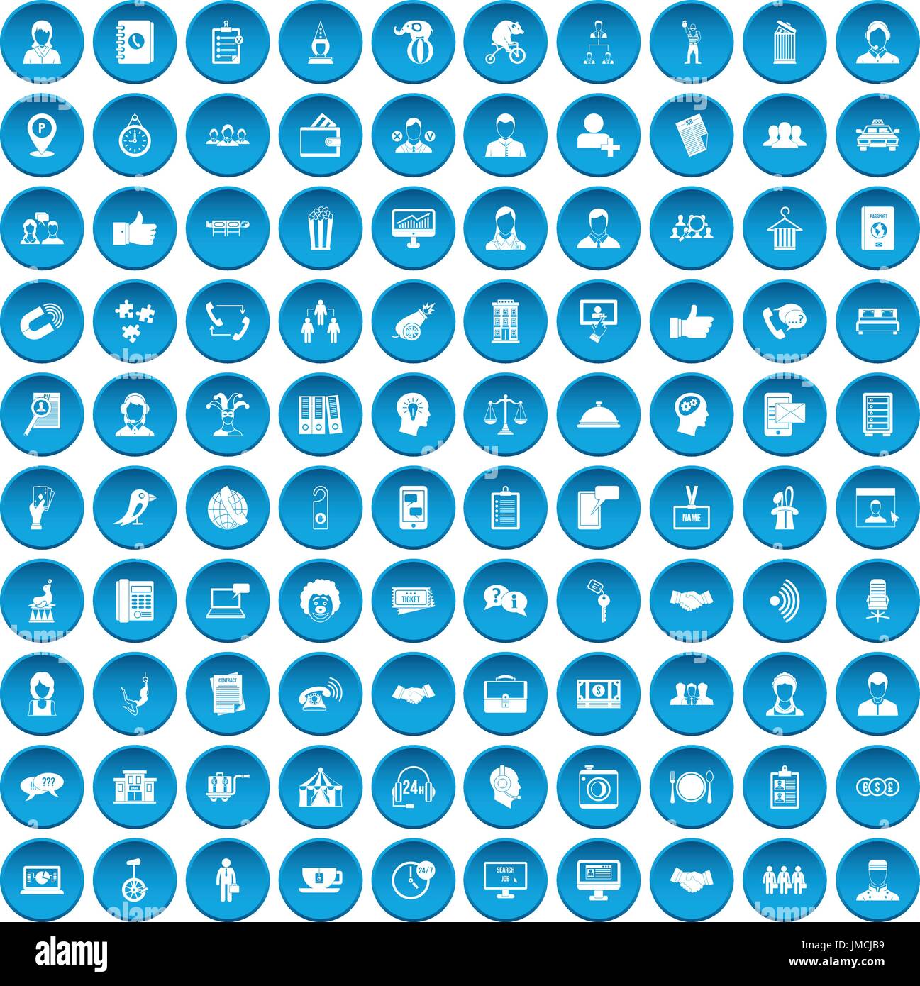 100 coherence icons set blue Stock Vector