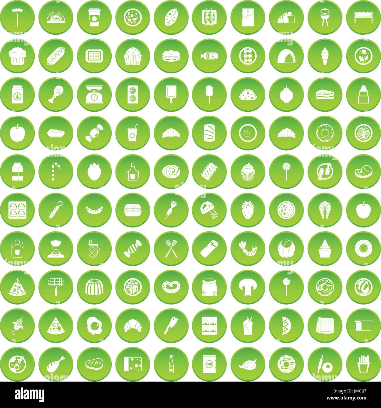 100 delicious dishes icons set green Stock Vector Image & Art - Alamy