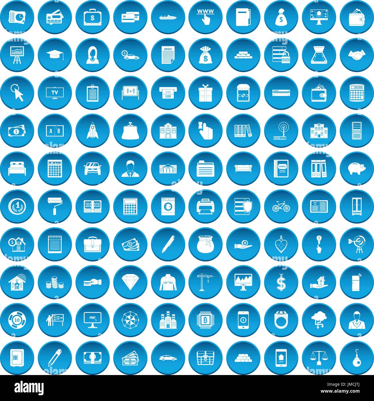 100 credit icons set blue Stock Vector