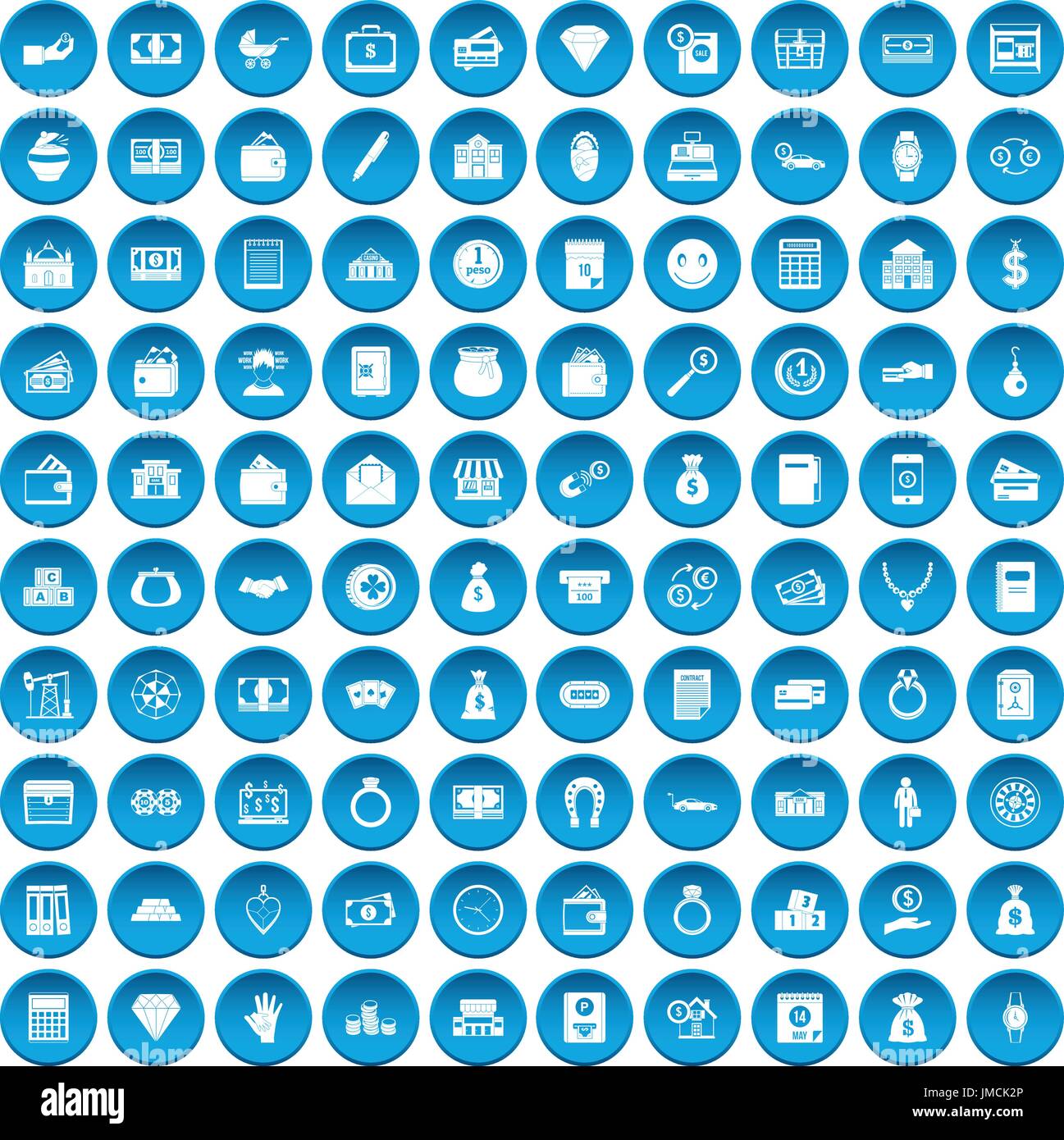 100 deposit icons set blue Stock Vector