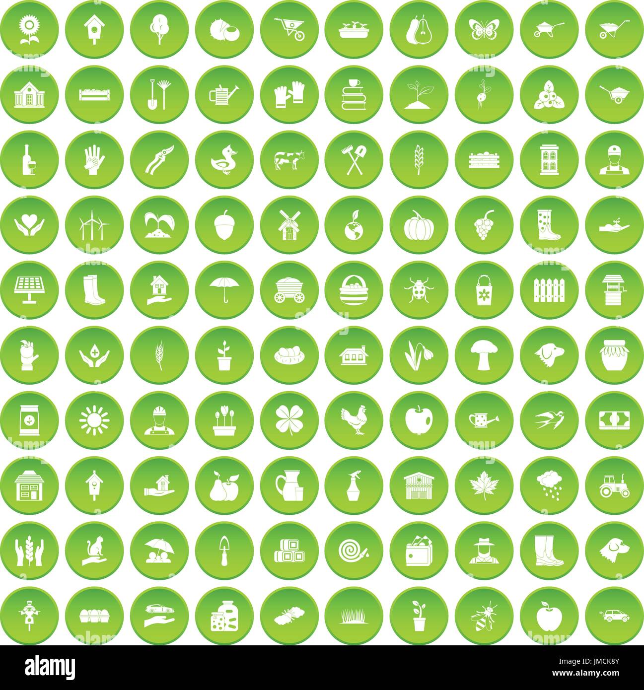 100 farm icons set green Stock Vector Image & Art - Alamy