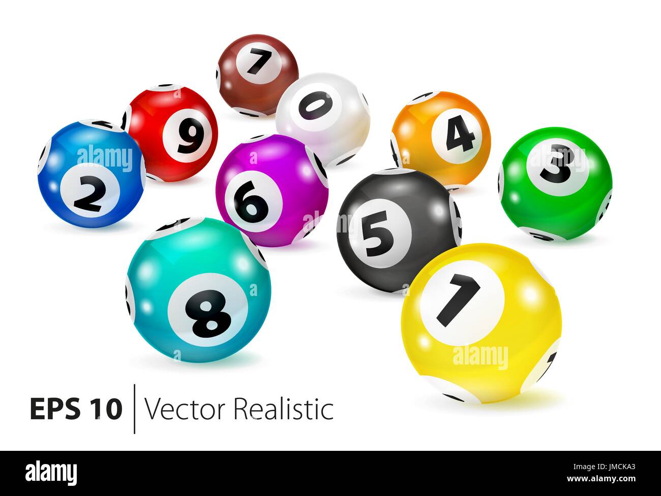 Vector Colorful Bingo balls lie in random order. Stock Vector
