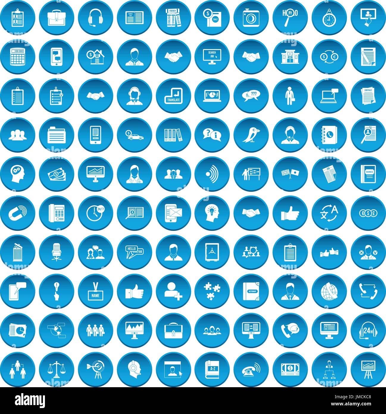 100 discussion icons set blue Stock Vector