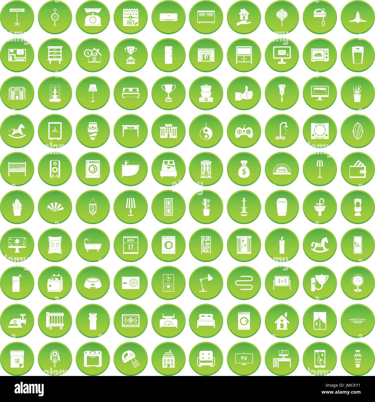 100 interior icons set green Stock Vector Image & Art - Alamy