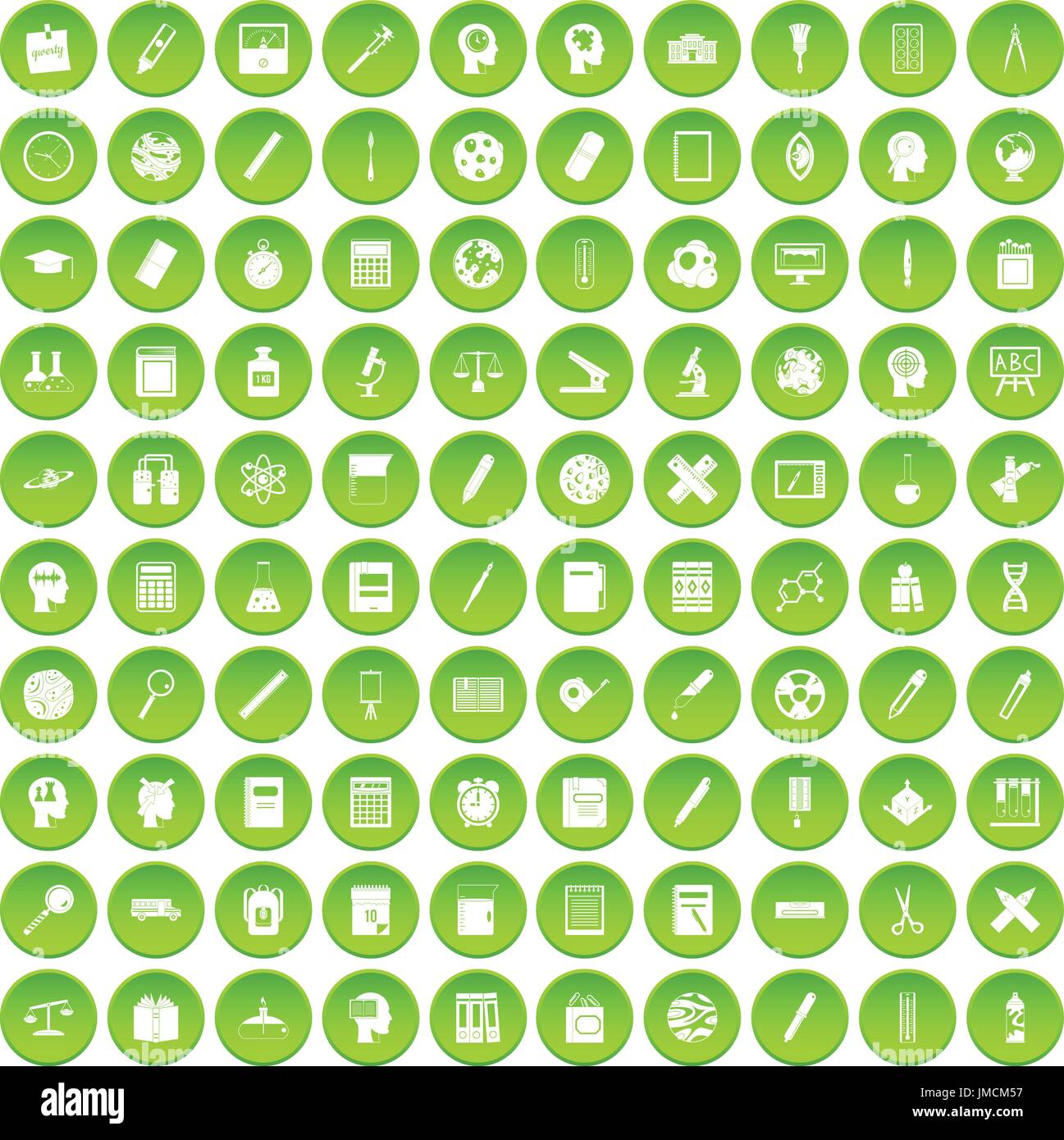 100 learning icons set green Stock Vector Image & Art - Alamy