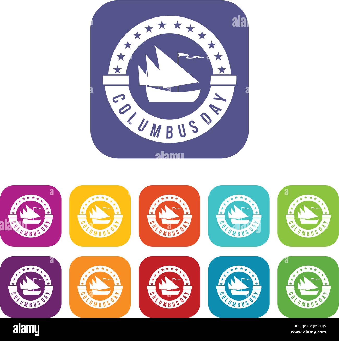 Columbus Day icons set Stock Vector