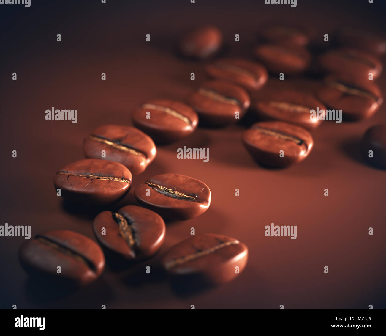 The best roasted coffee beans on a coffeecolored surface Stock Photo