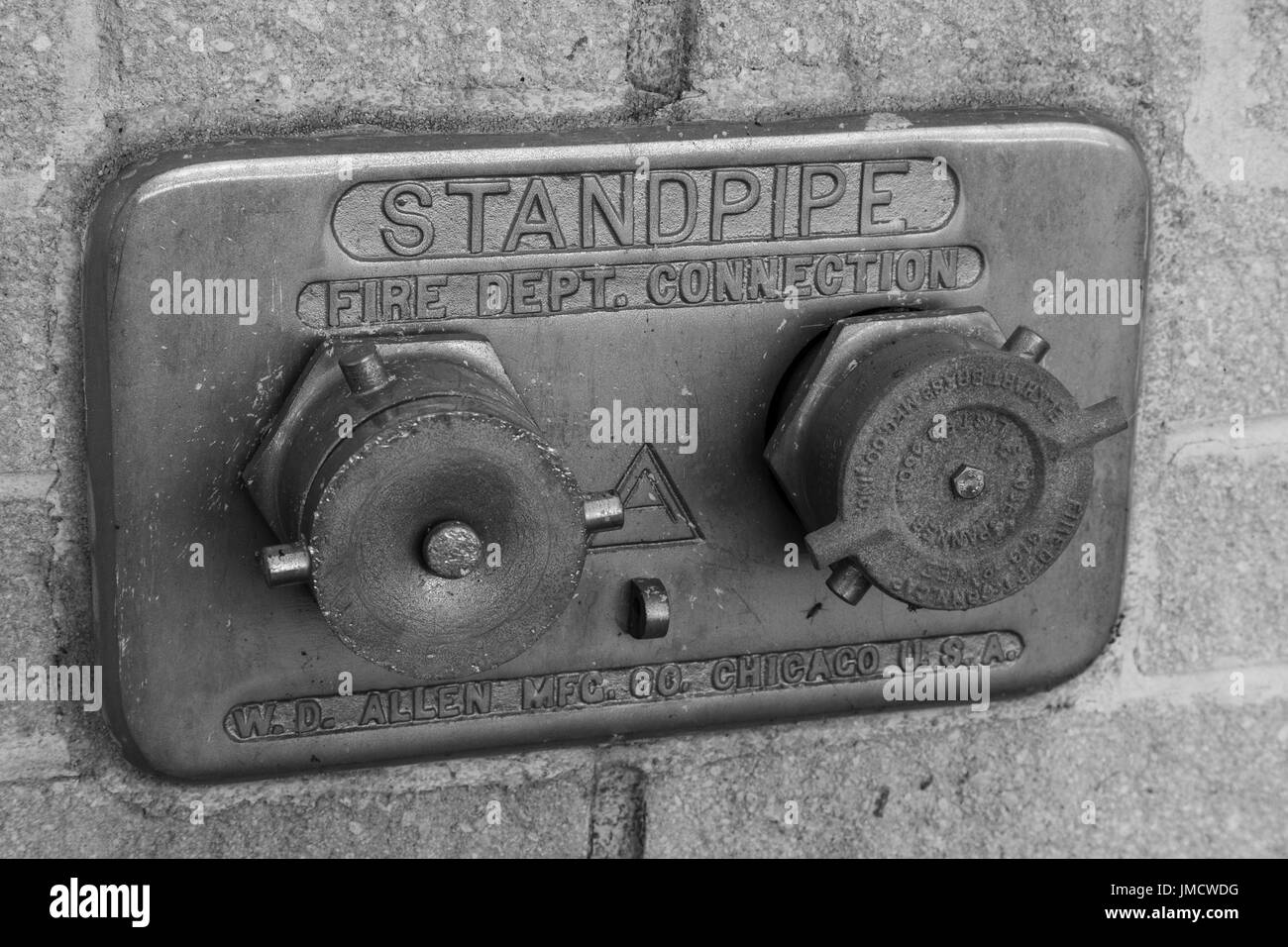 Fire dept standpipe connection Stock Photo