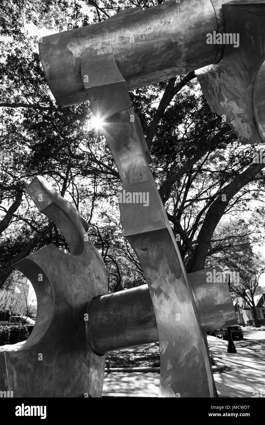 Metal Sculpture, street art exhibit, Lakeland, FL Stock Photo