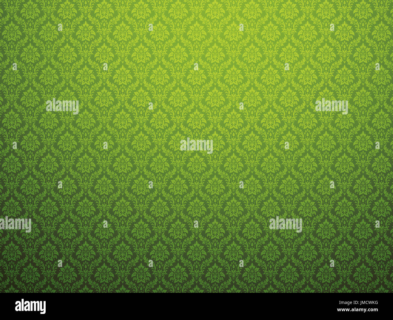 Green damask wallpaper with floral patterns Stock Photo Alamy