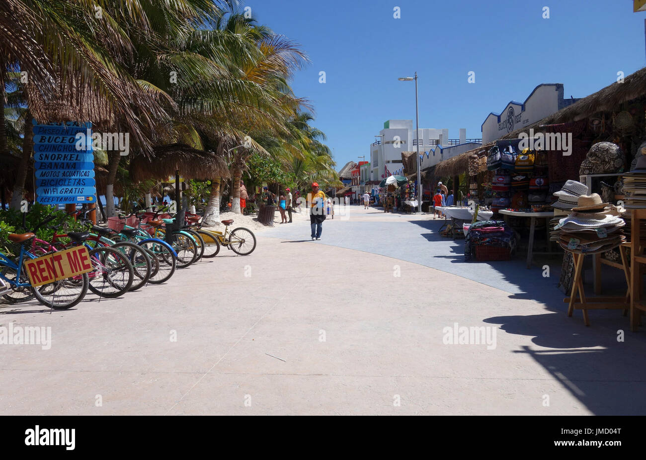 Street Scene, Mahahual Beach, Costa Maya port, Mexico Stock Photo