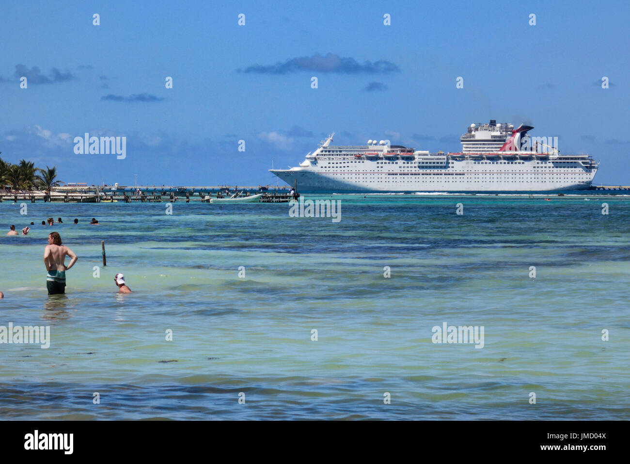 Carnival Fantasy docked in Costa Maya, Mexico Stock Photo