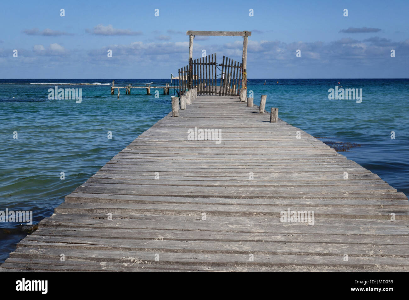 Pier with gate, Costa Maya, Mexico Stock Photo