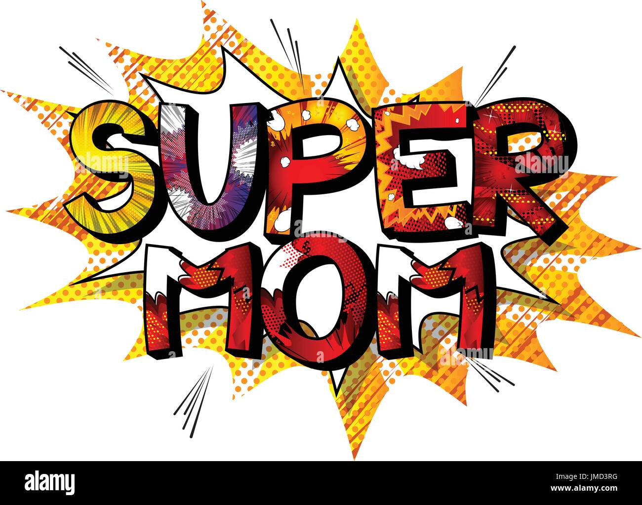 Super Mom - Comic book style word isolated on white background Stock ...