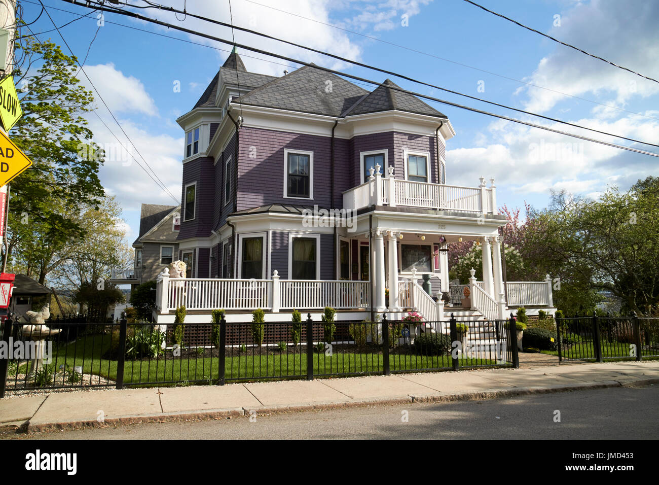 large detached victorian wooden home in affluent savin hill Boston USA