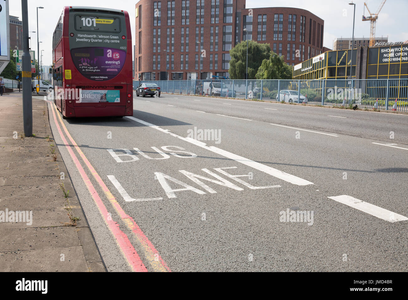 A bus lane on the A38 Aston Expressway, Birmingham Stock Photo
