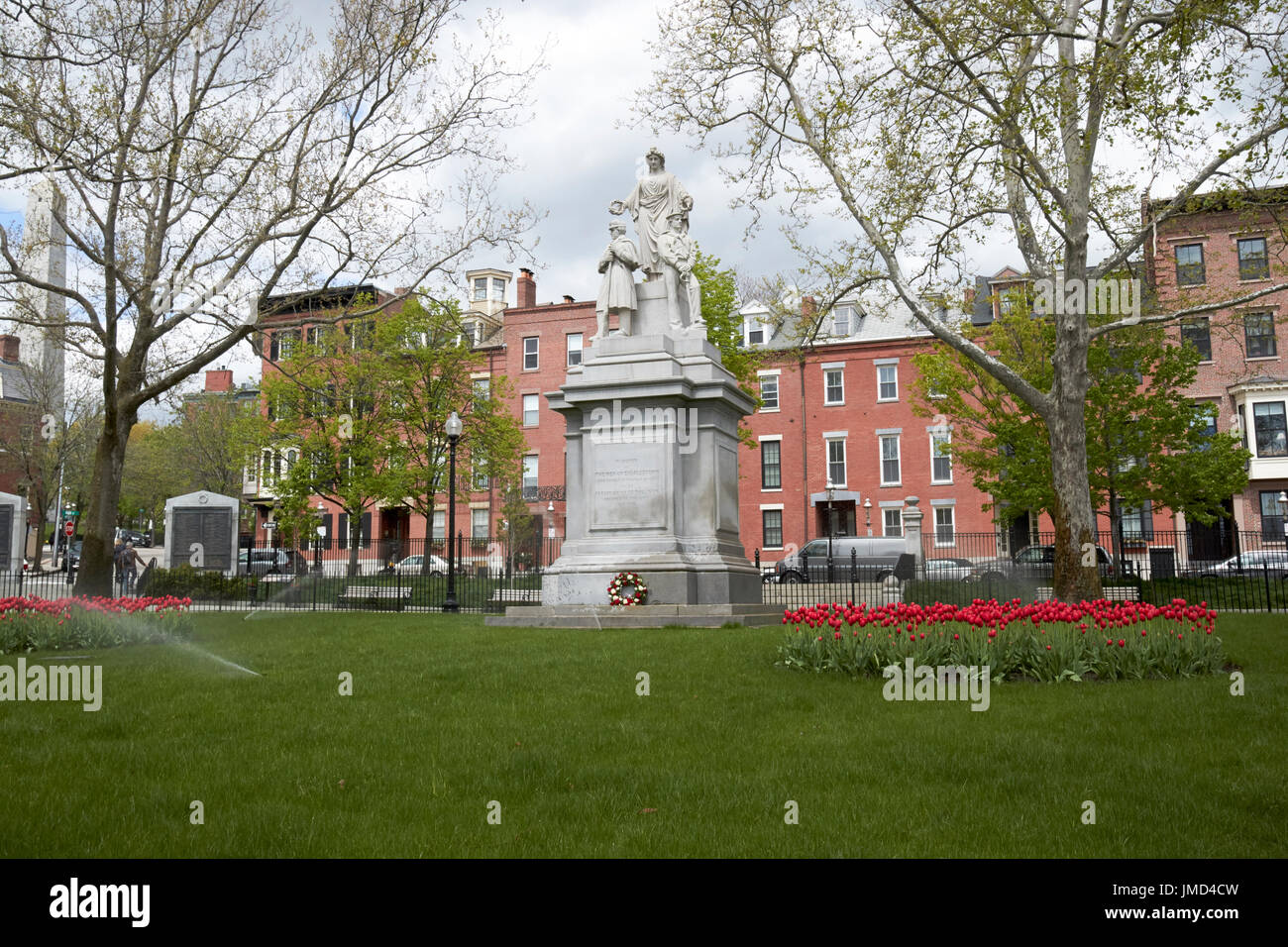 monument to the men who fought in the war of 1861 civil war The training field at winthrop square charlestown Boston USA Stock Photo