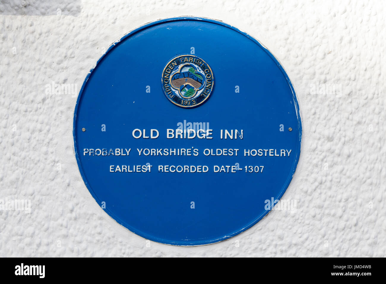 Sign at Old Bridge Inn (probably Yorkshire's oldest), Ripponden, West Yorkshire Stock Photo