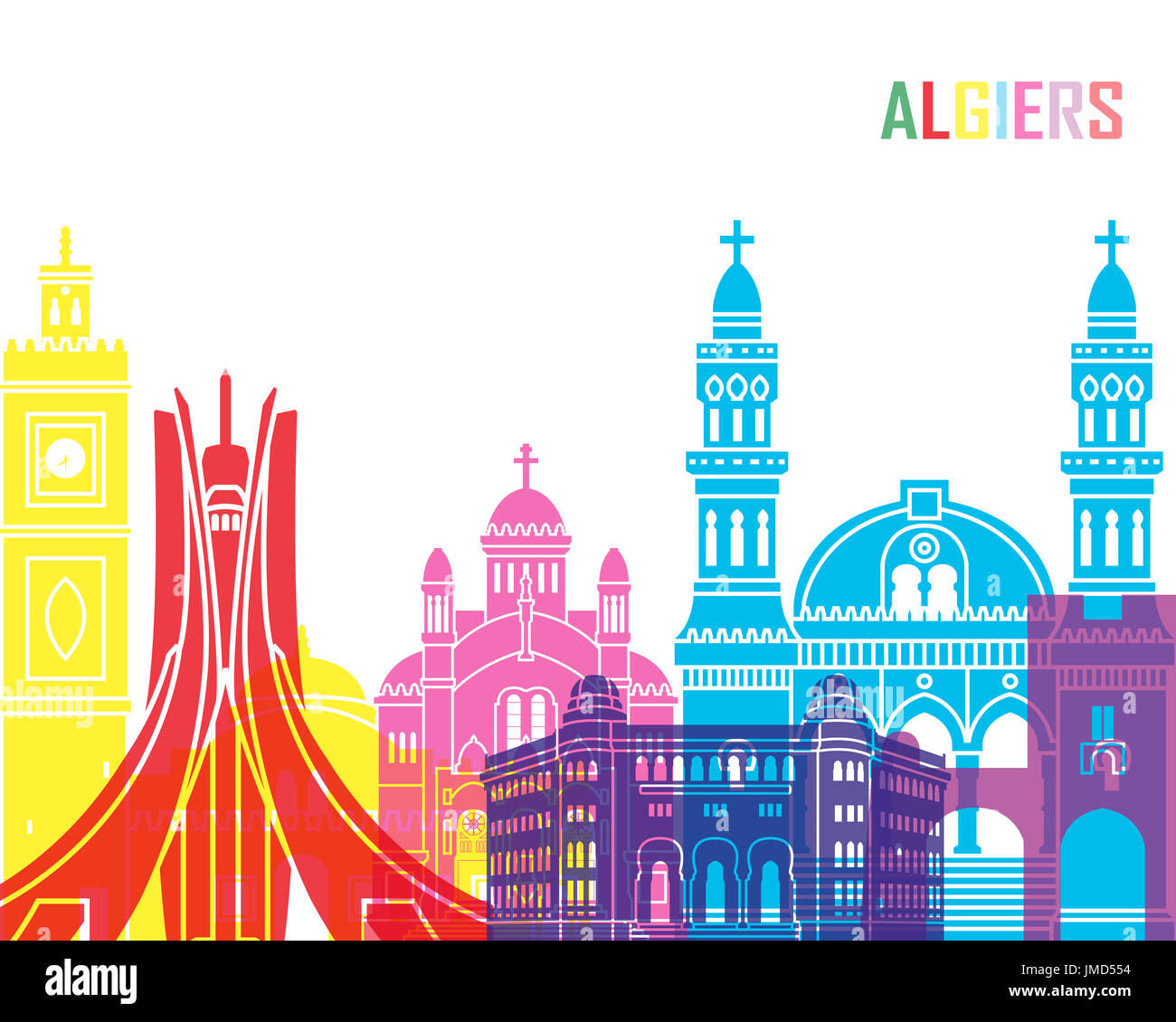 Algiers skyline pop in editable vector file Stock Photo