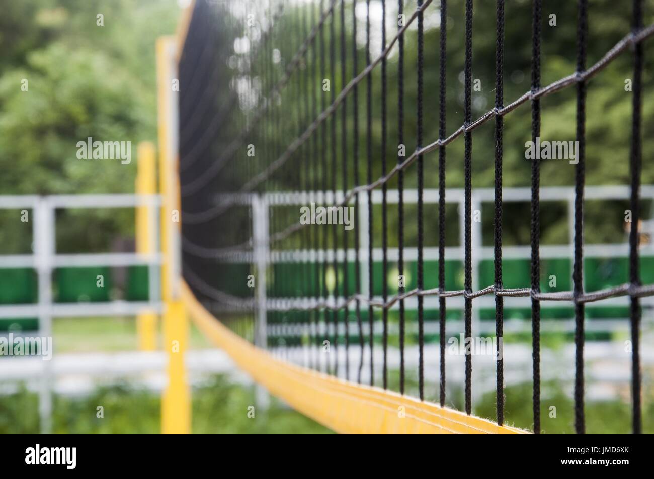 yellow volleyball net in the recreation and sports park Stock Photo Alamy