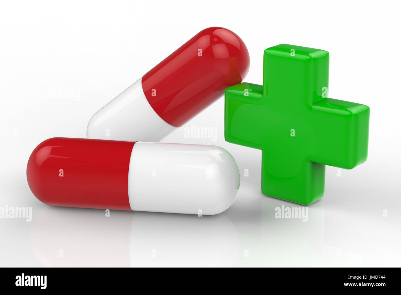 green cross and capsule pill on white background Stock Photo Alamy