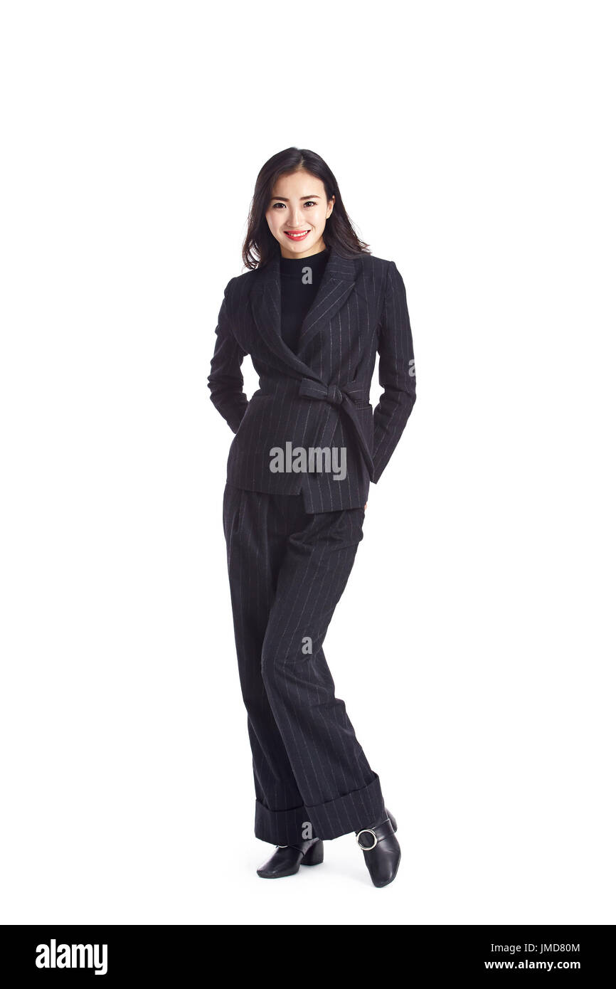 studio portrait of a young asian businesswoman in formal wear, isolated on white background. Stock Photo