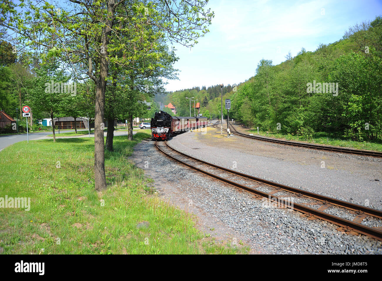 99 6001-4 leaves Alexisbad with the 13:57 Gernrode - Hasselfelde service. Stock Photo