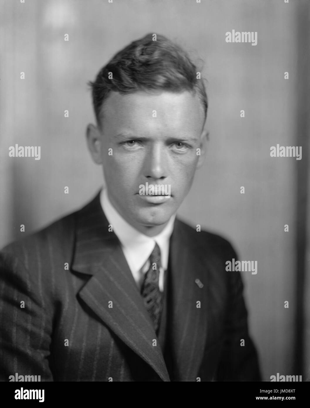 Charles Lindbergh, Portrait after Successful Non-Stop Trans-Atlantic Flight, Washington DC, USA, Harris & Ewing, June 1927 Stock Photo