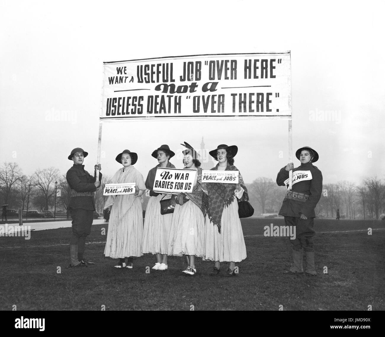 War Protesters, Washington DC, USA, Harris & Ewing, 1940 Stock Photo