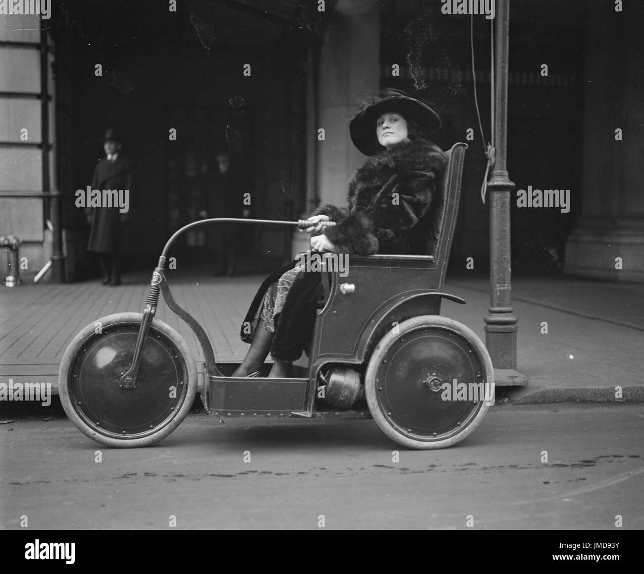 Woman in Three-Wheeled Vehicle, Washington DC, USA, Harris & Ewing, 1922 Stock Photo