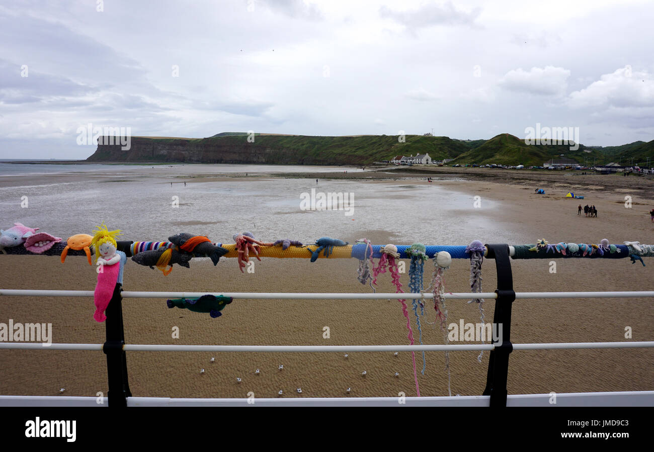 Saltburn Yarn Bombing Knitting Decorating the Pier Stock Photo Alamy